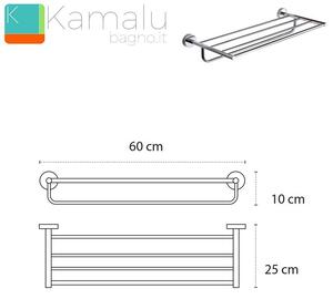 Portsalviette a barre 60cm per albergi in acciaio inox | ALPI-110 - KAMALU
