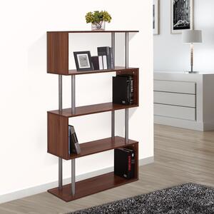 Homcom libreria design moderna scaffale in legno, Scaffale a Ripiani in  stile moderno, Noce, 80x30x145cm