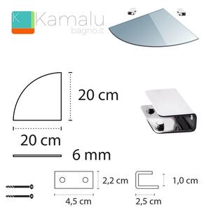 Pensile in vetro semicircolare 20cm VITRO-350 - KAMALU