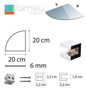 Mensolina in vetro semicircolare 20cm VITRO-340 - KAMALU