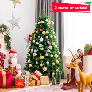 Costway Albero di Natale 150 cm artificiale con cerniera e 456 rami, Albero di Natale in nuovo PVC per uso domestico
