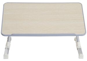 HOMCOM Tavolino da Letto Vassoio Regolabile in Legno e Acciaio, Legno chiaro, 54x30x22.5-32cm