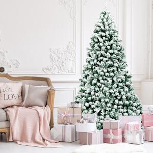 Costway Albero di Natale artificiale 230cm con cerniera e 550 luci LED, Pino innevato illuminato con 1346 rami e base