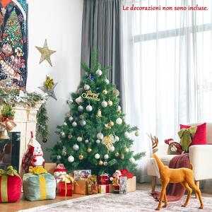 Costway Albero di Natala artificiale 150cm in PVC ignifugo con 515 rami, Albero di Natale a cerniera con base di metallo