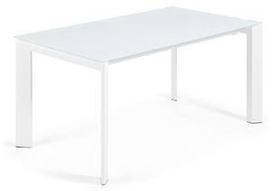 Tavolo allungabile Axis in vetro bianco e gambe in acciaio finitura bianca 160 (220) cm