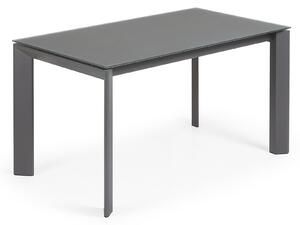 Tavolo allungabile Axis in vetro grigio e gambe in acciaio finitura grigio scuro 140 (200)
