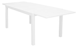 DEXTER - set tavolo giardino rettangolare allungabile 160/240x90 con 6 sedie in alluminio bianco e textilene da esterno