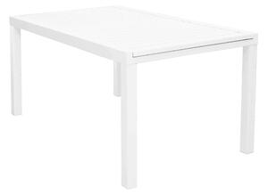 DEXTER - set tavolo giardino rettangolare allungabile 160/240x90 con 8 sedie in alluminio bianco e textilene da esterno
