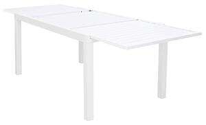 DEXTER - set tavolo giardino rettangolare allungabile 160/240x90 con 8 sedie in alluminio bianco e textilene da esterno
