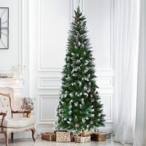 Costway Albero di Natale 220 cm in PVC di alta qualità, Albero di Natale innevato con 720 rami