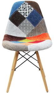 JULIETTE - set di 4 sedie moderne in tessuto patchwork con gambe in legno