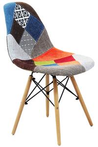 JULIETTE - set di 2 sedie moderne in tessuto patchwork con gambe in legno