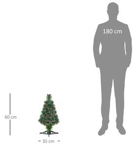 HOMCOM albero di natale fibre ottiche albero di natale folto albero di natale pvc albero di natale 60 cm Verde Diametro 35 × 60cm