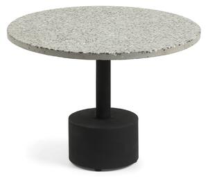 Tavolino Delano in terrazzo grigio e gambe in acciaio finitura nera Ø 55 cm