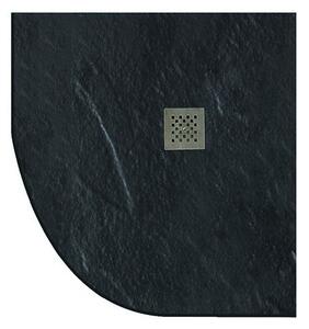 Piatto doccia 80x80 semicircolare effetto pietra nero ardesia - KAMALU