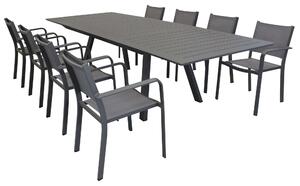 SPLENDOR - set tavolo da giardino allungabile 200/300x110 compreso di 8 poltrone in alluminio