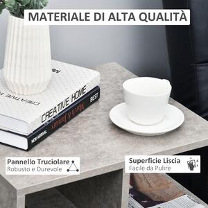 HOMCOM Mobiletto Libreria a 3 livelli con Effetto Cemento per Salotto Soggiorno Tavolino in Legno Grigio 45x 40x 55 cm