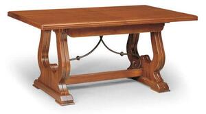 MARSHALL - tavolo da pranzo allungabile in legno massello 85x160/205/250/295/340 con decoro in ferro
