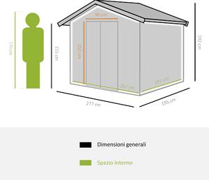 Outsunny Casetta da Giardino in Acciaio Grigia Scura, con Doppie Porte Scorrevoli, 277x195x192cm, Spaziosa e Sicura