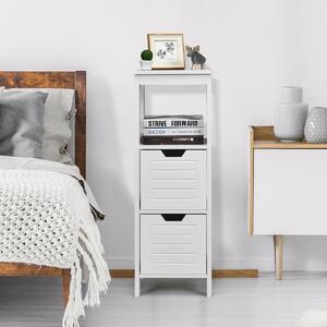 Costway Armadietto del bagno di legno multifunzionale con 2 cassetti, Scaffale per casa ufficio salone bagno Bianco