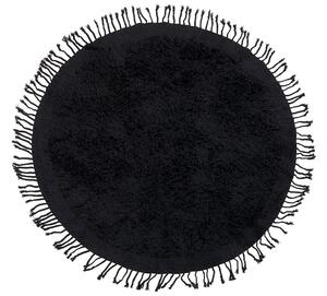 Tappeto rotondo in cotone nero ⌀ 140 cm con frange boho soggiorno camera da letto Beliani