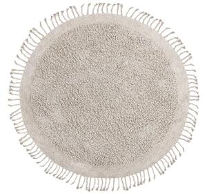 Tappeto rotondo in cotone beige ⌀ 140 cm con frange boho soggiorno camera da letto Beliani