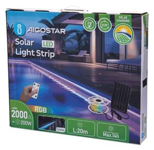Aigostar - LED RGB Striscia solare dimmerabile LED/20W/3,2V 20 m IP65 + +TC