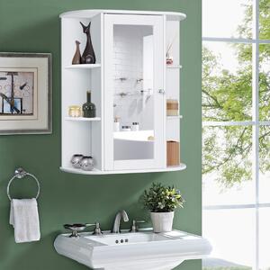 Costway Armadietto al muro con specchio e varie mensole per bagno, Armadietto dei medicinali moderno Bianco