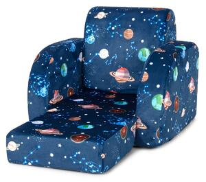 Costway Divano comodo convertibile 3 in 1 per bambini, Divano letto ribaltabile con sedile imbottito in schiuma Blu