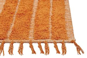 Tappeto rettangolare in cotone arancione 80 x 150 cm con frange boho soggiorno camera da letto Beliani