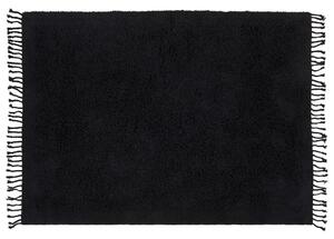 Tappeto rettangolare in cotone nero 140 x 200 cm con frange boho soggiorno camera da letto Beliani