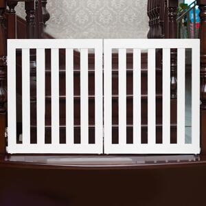 Costway Cancello di legno pieghevole 60cm con 2 pannelli, Barriera per animali con cuscinetti antiscivolo Bianco