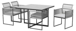 Set tavolo e sedie Compass NATERIAL in acciaio con cuscini in poliestere per 4 persone, grigio / argento