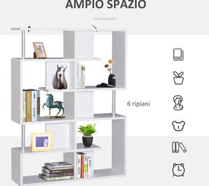 Homcom Scaffale Libreria in Legno a 5 Livelli, Scaffale a Ripiani, Bianco, 120x28.6x160cm