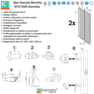 Box doccia nicchia 150-155 cm con 2 battenti KPX7000 - KAMALU