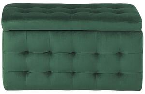 Panca per camera da letto con tappezzeria trapuntata in velluto verde ottomana con contenitore Beliani