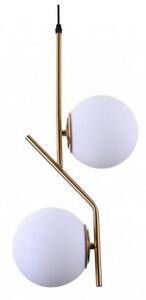 Lampada a sospensione di ottone design ha 2 sfera vetro bianco BIENARI