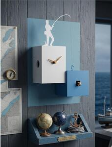 Orologio con cuc� da parete con pendolo Cassa in MDF PESCATORE Dimensioni 26x12x h 26 cm con Fotocellula Notturna colore Multicolor