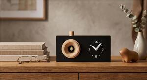 Orologio con cuc� da appoggio MDF laccato � dettagli in acero Dimensioni 24 x12 x h13 cm Colore nero RAL 9017