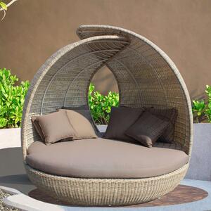 OFELLA - divano da giardino circolare completo di cuscino intreccio in rattan sintetico