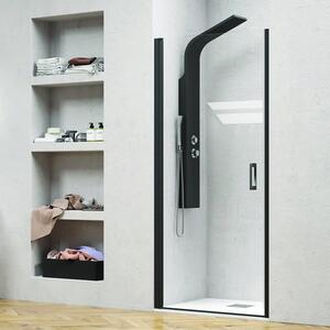 Porta doccia 85cm con telaio nero vetro trasparente NICO-C3000 - KAMALU