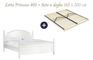 Letto provenzale bianco matrimoniale in legno 160x200 Princess 80-Arrediorg.it