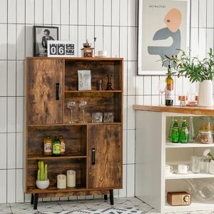 Costway Libreria di legno con 4 livelli e 4 mensole aperte, Libreria per libri foto decorazioni con cuscinetti Caffè