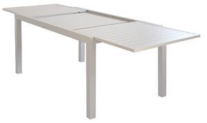 DEXTER - set tavolo giardino rettangolare allungabile 160/240x90 con 6 sedie in alluminio e textilene tortora da esterno