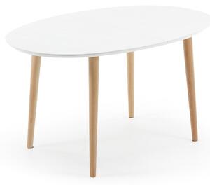 Tavolo ovale allungabile Oqui MDF laccato bianco gambe massello di faggio 140 (220) x 90cm