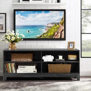 Costway Mobile porta TV di legno moderno con 4 mensole aperte, Armadio multimediale per TV 147x40x61cm Caffè