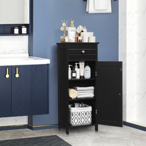 Costway Armadio del bagno con anta singolae e 2 mensole regolabili, Organizer verticale per bagno e salone Nero