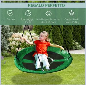 Homcom Altalena da Giardino per Bambini a Nido Regalo bambino,Rotonda, Telaio in Metallo Verde e Nero | Aosom Italy