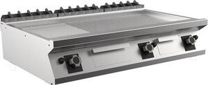 Piastra per barbecue a gas Mareno M1-900 con 2/3 piastra liscia e 1/3 piastra rigata cromata opaca, 120 cm
