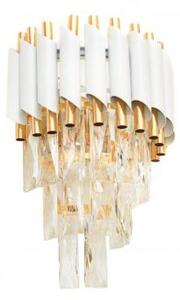 Applique lampada parete post moderno di cristallo e metallo bianco oro